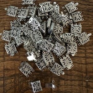 New Vintage Silver Filigree Multi-Strand Box Clasps - 43 Pieces